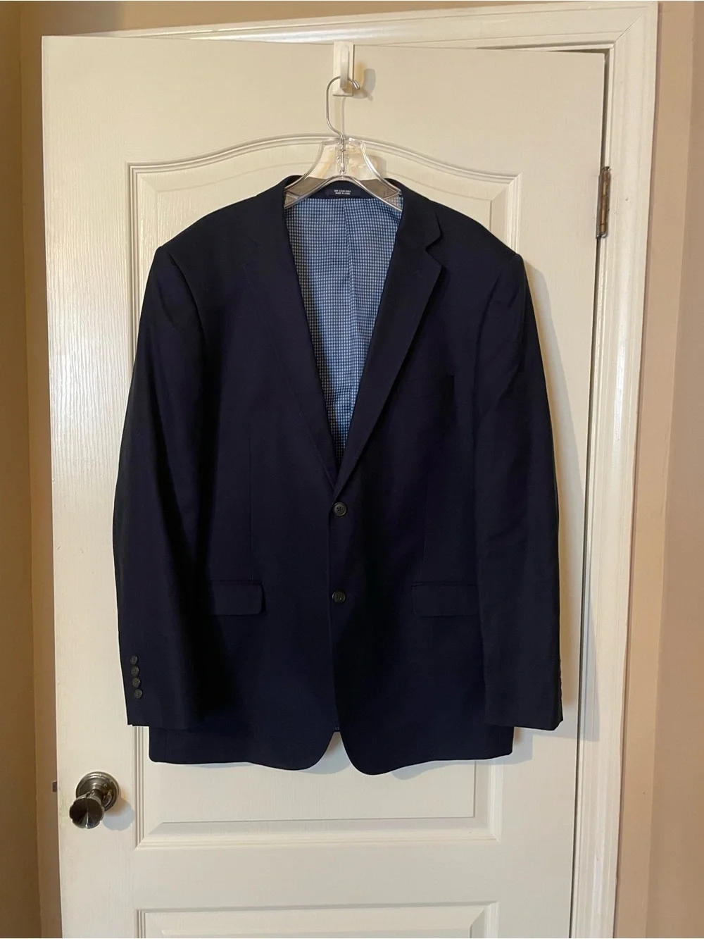 Saddlebred Navy Cotton Blazer Sport Coat Men’s 46L Preppy Ivy Business Casual